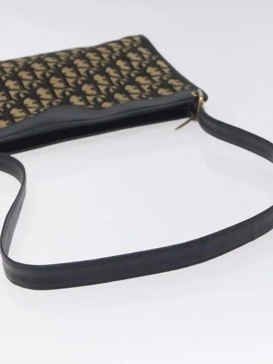 Christian Dior Trotter Canvas Shoulder Bag Navy Gold Auth BA3029 - Picture 8 of 16